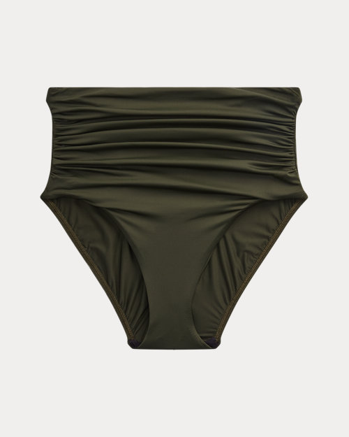 Shirred High-Waisted Bikini Bottom