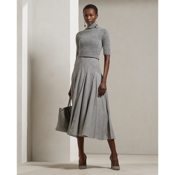 Grey pleated wool skirt deals