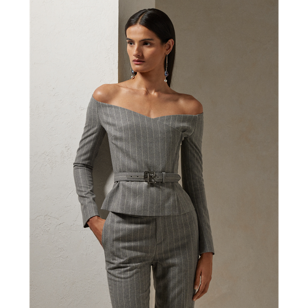 Helene Chalk-Stripe Flannel Jacket