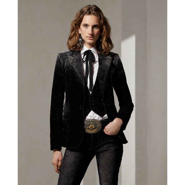 Kaley Embellished Denim Tuxedo Jacket