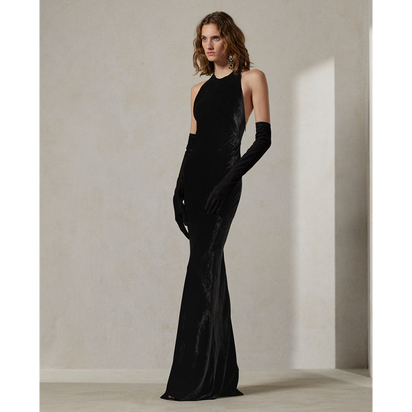 Nadege Embellished Velvet Evening Dress