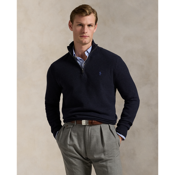 Mesh-Knit Cotton Quarter-Zip Jumper