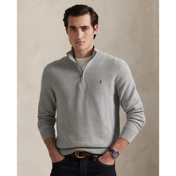 Mesh-Knit Cotton Quarter-Zip Jumper