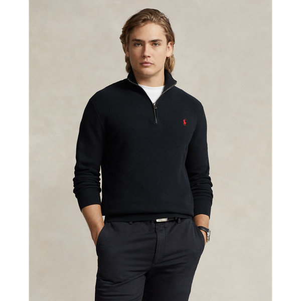 Mesh-Knit Cotton Quarter-Zip Jumper