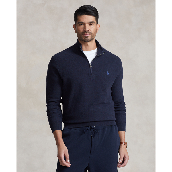 Mesh-Knit Cotton Quarter-Zip Jumper