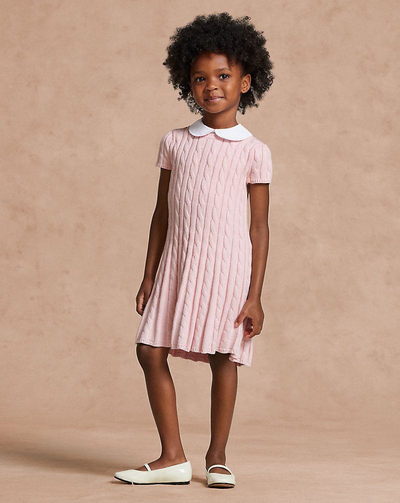 Cable-Knit Cotton Jumper Dress Girls' Collection 2-6x 1