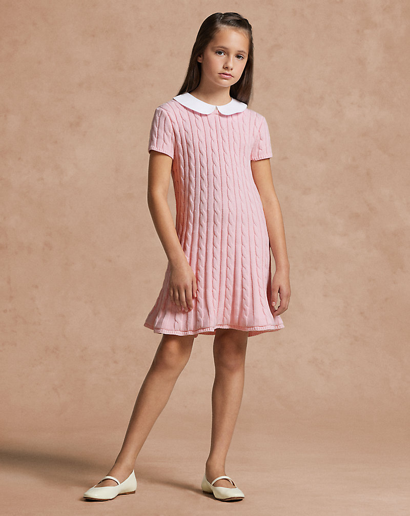 Cable-Knit Cotton Jumper Dress Girls' Collection 7-16 1