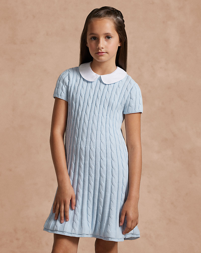 Cable-Knit Cotton Jumper Dress Girls' Collection 7-16 1