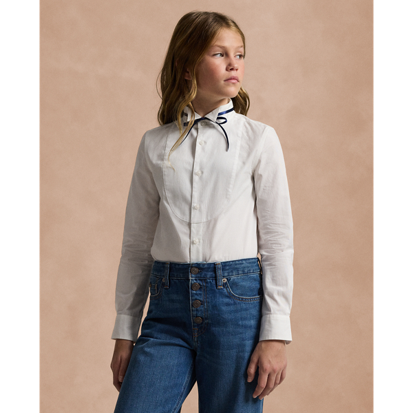 Cotton Broadcloth Tuxedo Shirt Girls 7-16 1