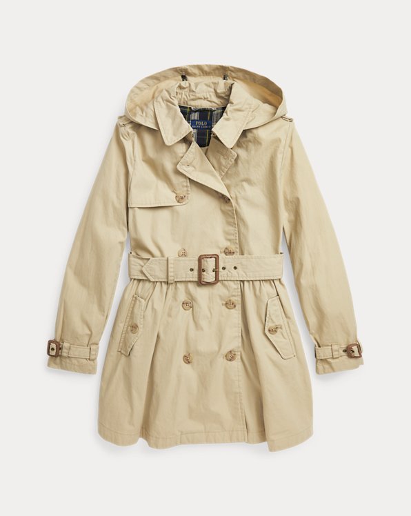 Water-Resistant Hooded Trench Coat
