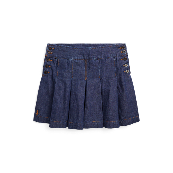 Geplooide katoenen denim rok