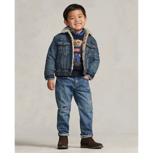 Teddy Fleece Lined Denim Trucker Jacket