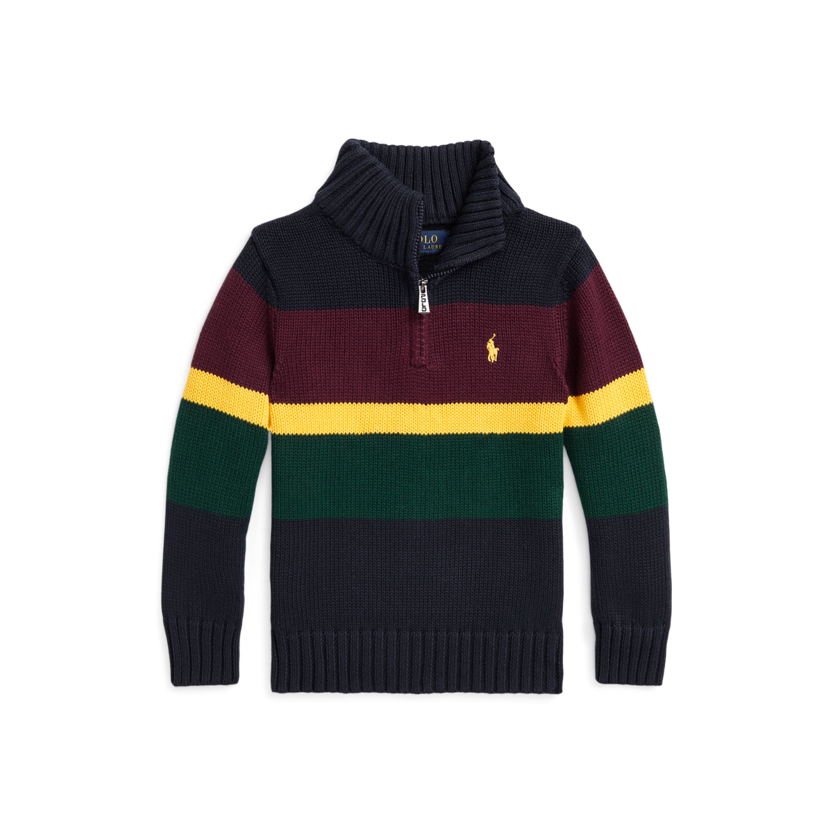 Striped Cotton Quarter Zip Sweater Ralph Lauren