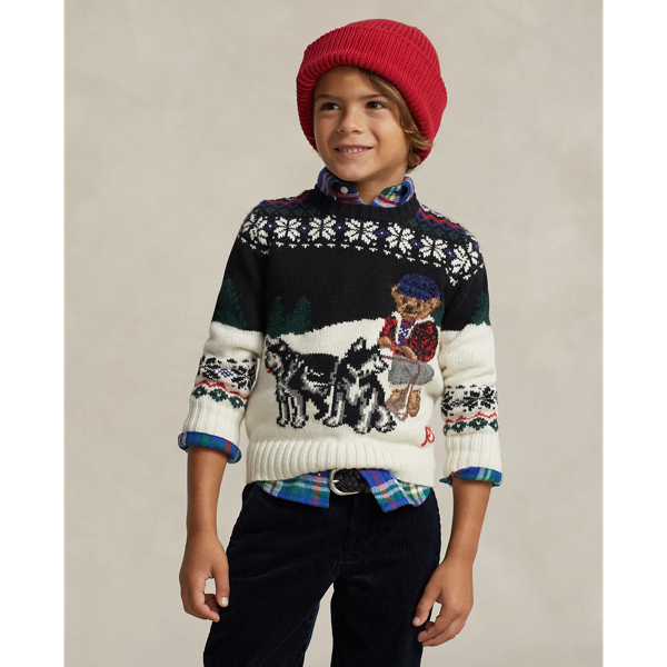 Ralph Lauren Kids Paint-Splattered Polo Bear Sweater (5-7 Years