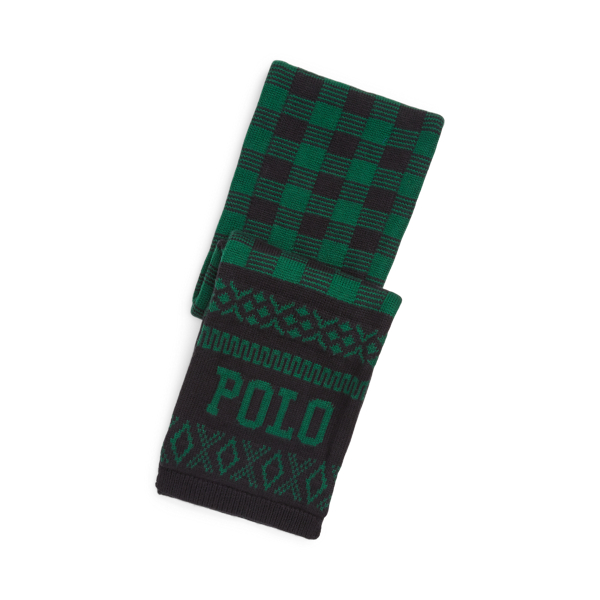 Moose-Plaid Cotton-Blend Scarf