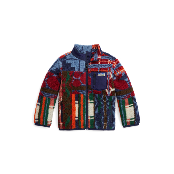 Polo Ralph Lauren Patchwork-Print Teddy Fleece Jacket