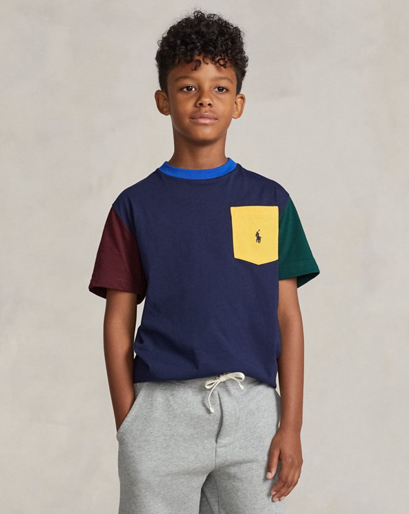 T-shirt à poche en coton en color-block