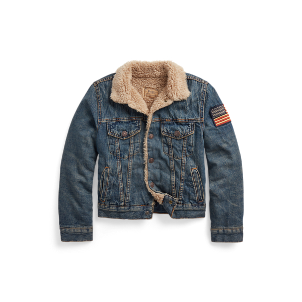 Teddy Fleece-Lined Denim Trucker Jacket