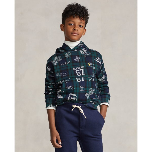 Plaid Fleece Graphic Hoodie