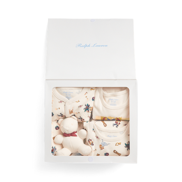 Coffret cadeau bébé garçon en coton avec Polo Bear