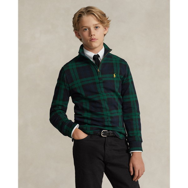 Checked Cotton Interlock Pullover