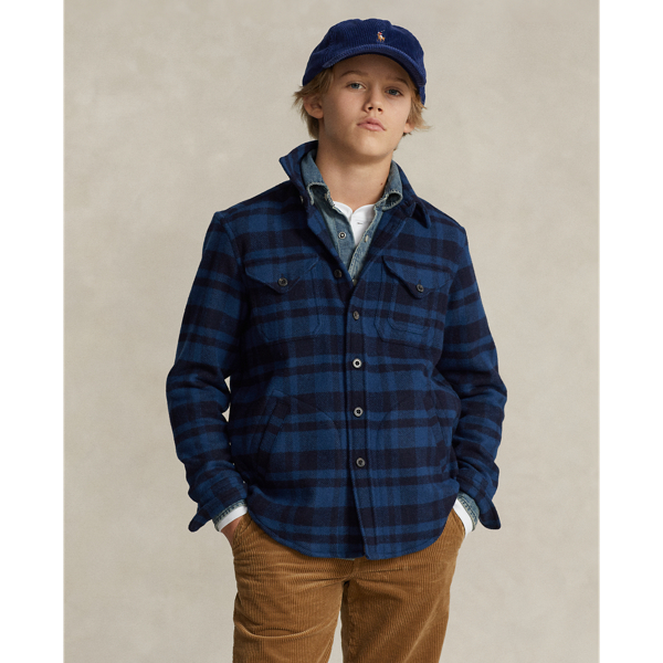 Plaid Wool-Blend Twill Overshirt