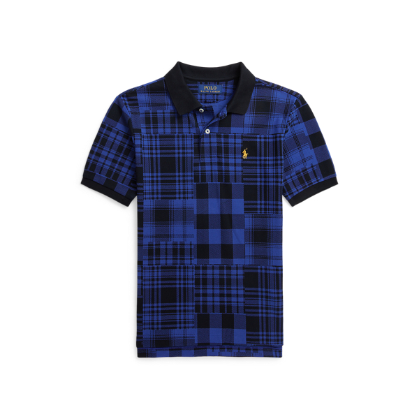 Patchwork Plaid Cotton Mesh Polo Shirt