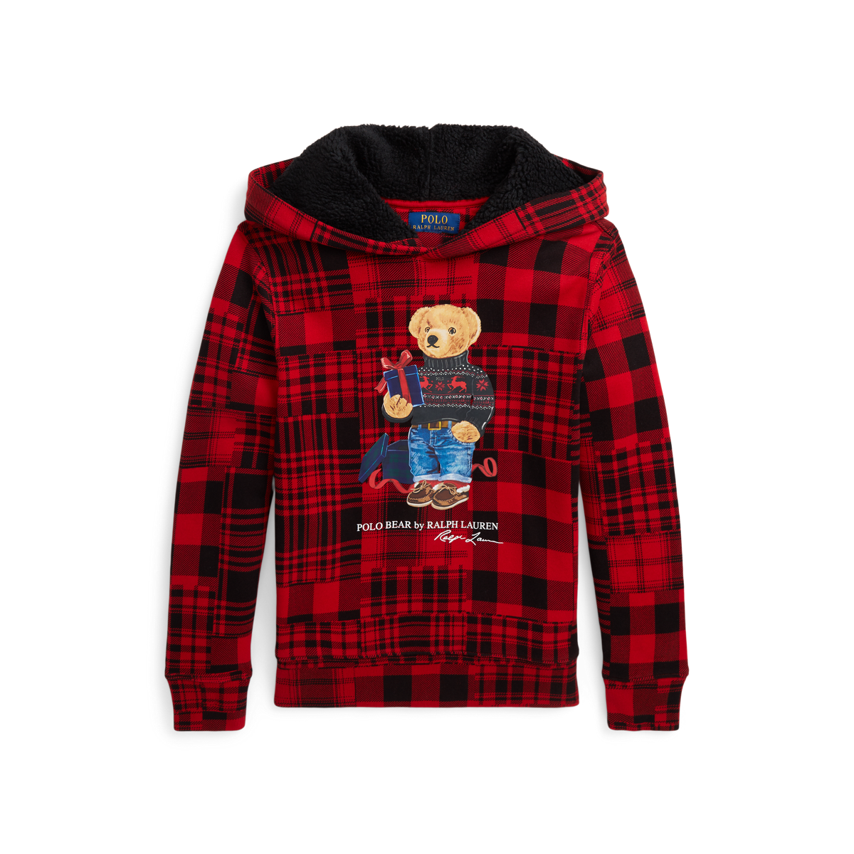 Sweat plaid Enfant Glace - Le Pull Plaid Chaud et tout Doux - Hoodie Bear