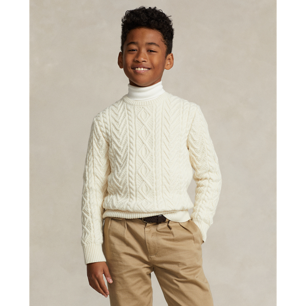 Pull laine mélangée tricot d'Aran