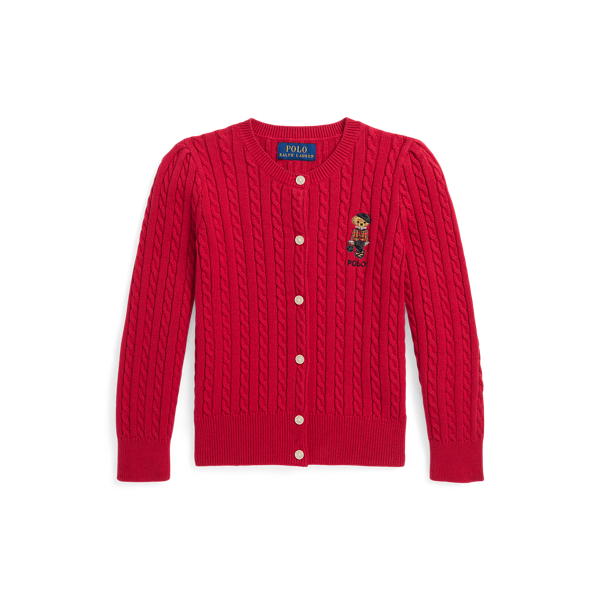 Polo Bear Mini-Cable Cotton Cardigan