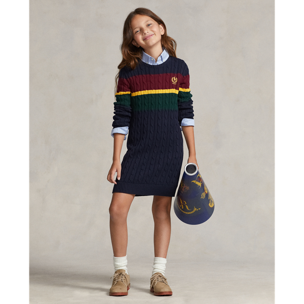 Robe-pull rayée tricot torsadé de coton