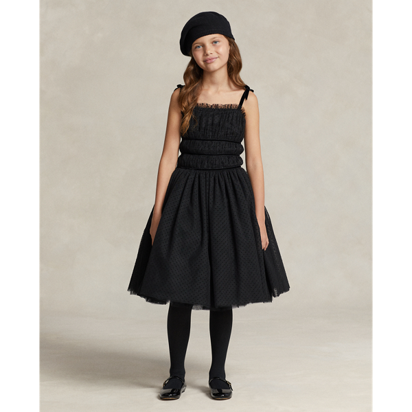 Vestido de tule às bolinhas