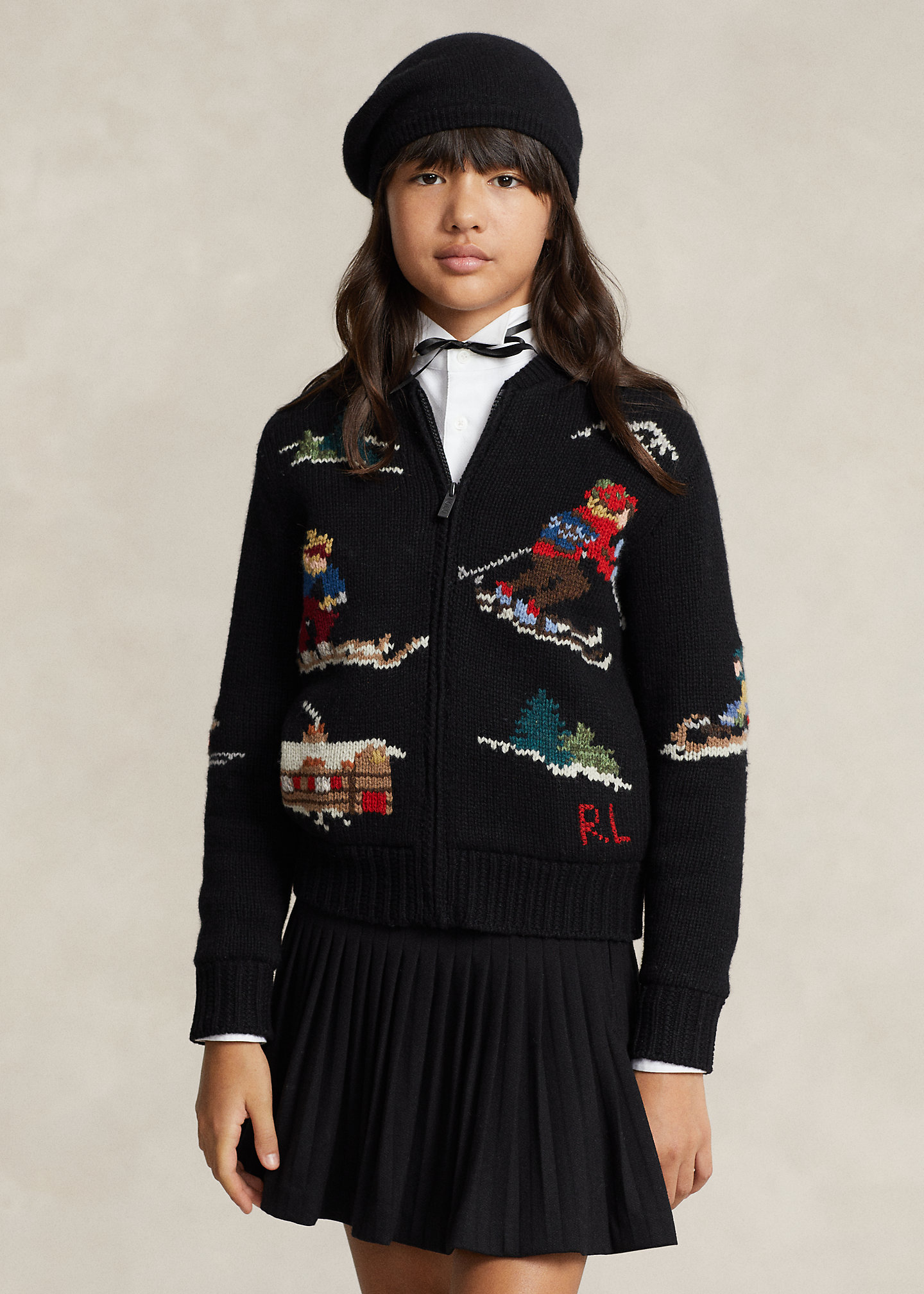 Intarsia Wool-Blend Full-Zip Sweater