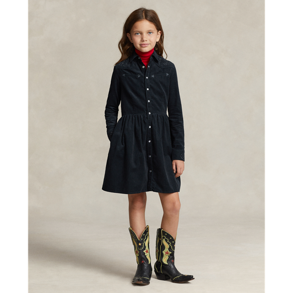 Vestido camiseiro Western em bombazina