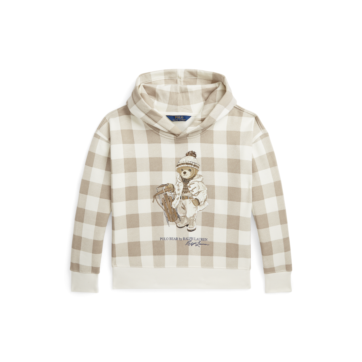 Plaid Polo Bear Fleece Hoodie