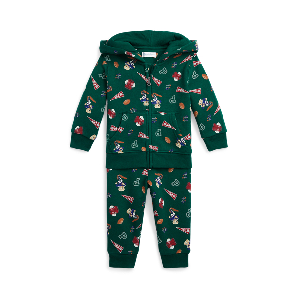 Football Polo Bear Hoodie Pant Set Ralph Lauren