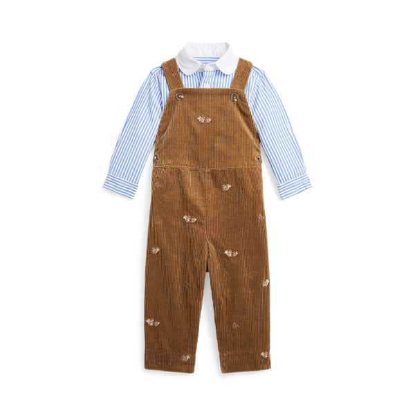 Polo Ralph Lauren Striped Shirt & Corduroy Overall Set