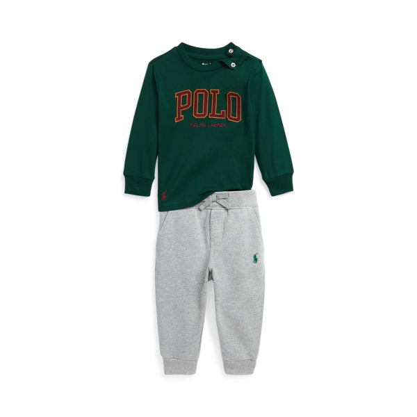 Polo Ralph Lauren Logo Jersey Tee & Fleece Jogger Pant Set