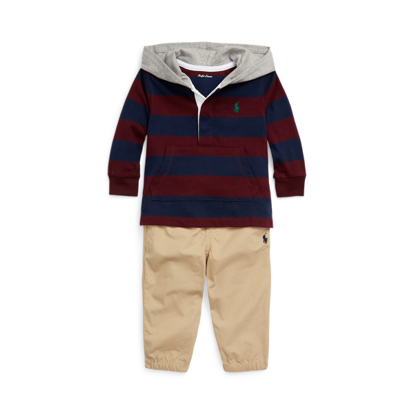 Polo Ralph Lauren Cotton Hooded Rugby Shirt & Pant Set