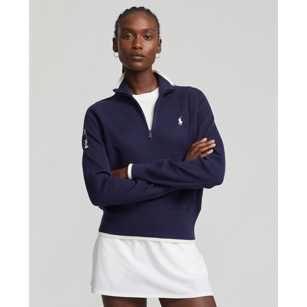 Pull demi-zippé en laine mélangée