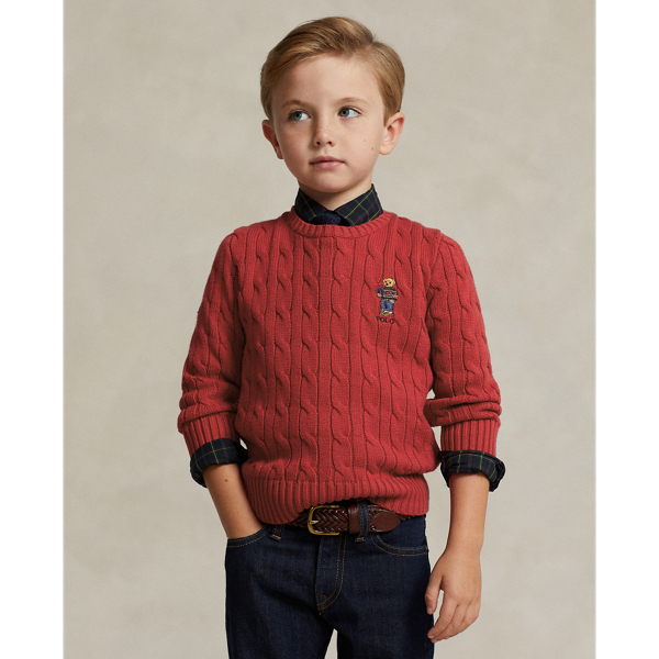 Polo Bear Cable-Knit Cotton Sweater