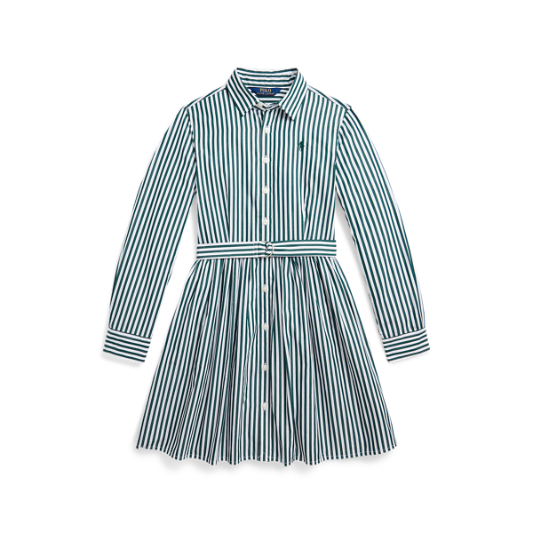 Belted Striped Cotton Poplin Shirtdress