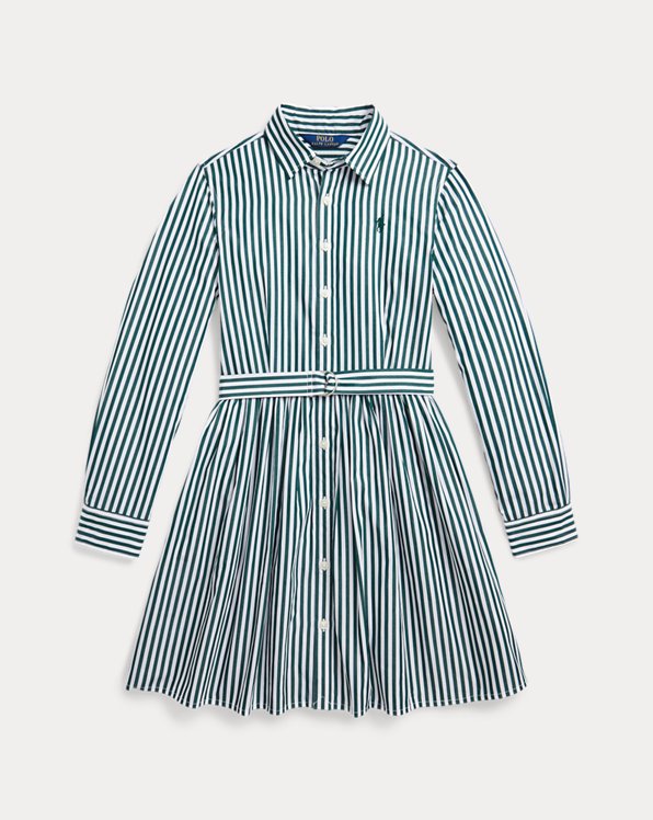 Belted Striped Cotton Poplin Shirtdress