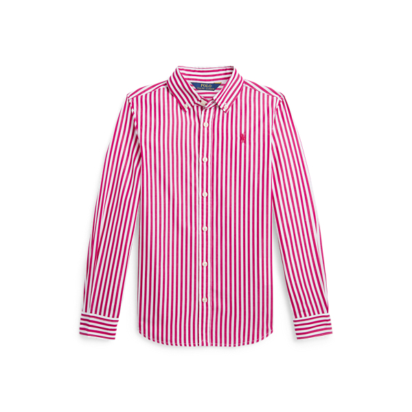 Camisa de popelina de algodão às riscas