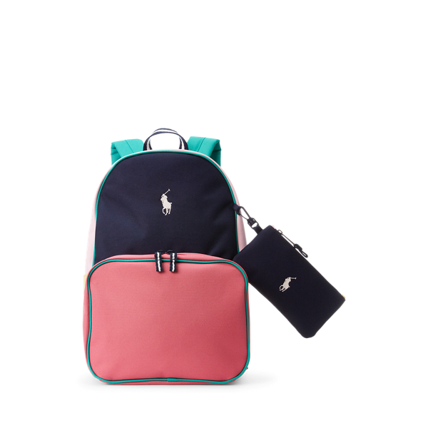 Colour-Blocked Backpack &amp; Lunch Tote Set