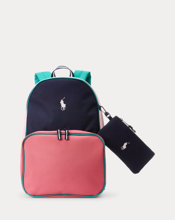 Colour-Blocked Backpack &amp; Lunch Tote Set