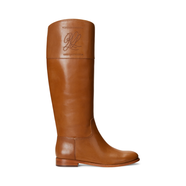 Justine Burnished Leather Riding Boot for Women | Ralph Lauren® UK