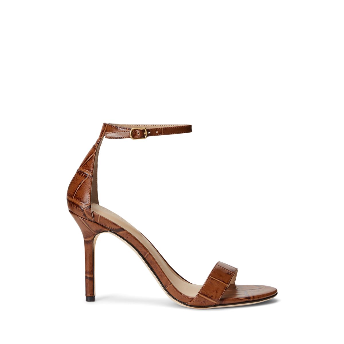 Brown leather deals strappy heels