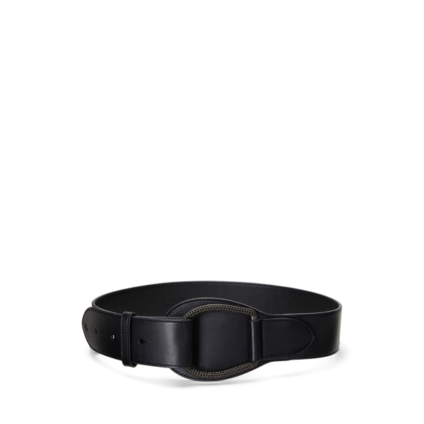 Leather Wide Embellished D-Ring Belt