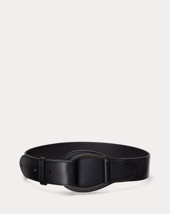 Leather Wide Embellished D-Ring Belt